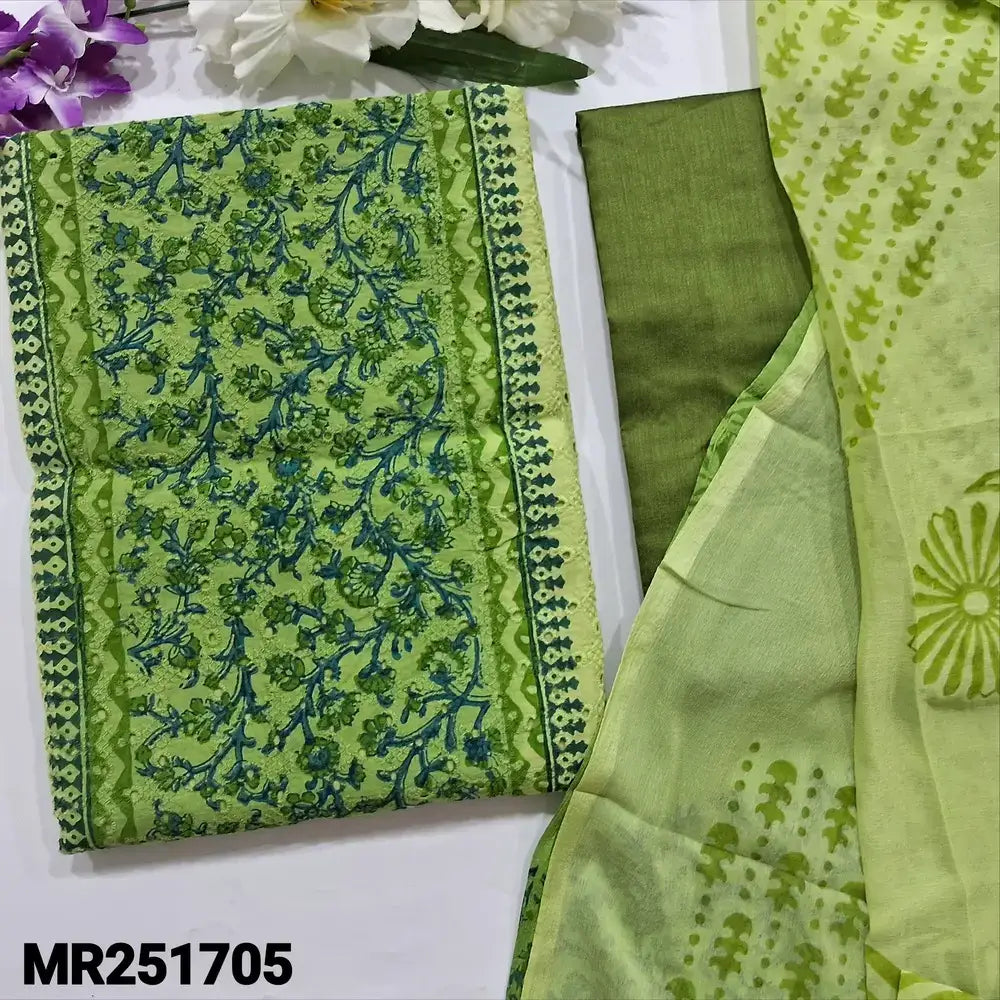 Green schiffli embroidered cotton salwar material mr251705-Neidhal