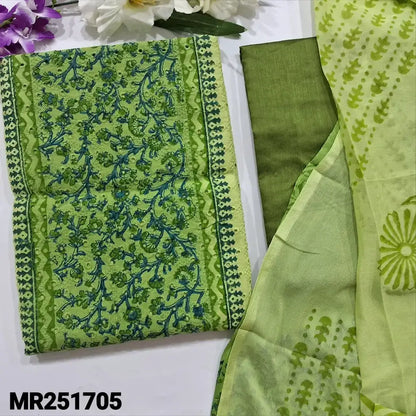 Green schiffli embroidered cotton salwar material mr251705-Neidhal