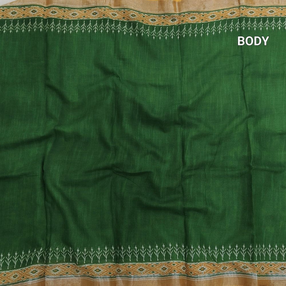 green semi linen saree ns203-Neidhal