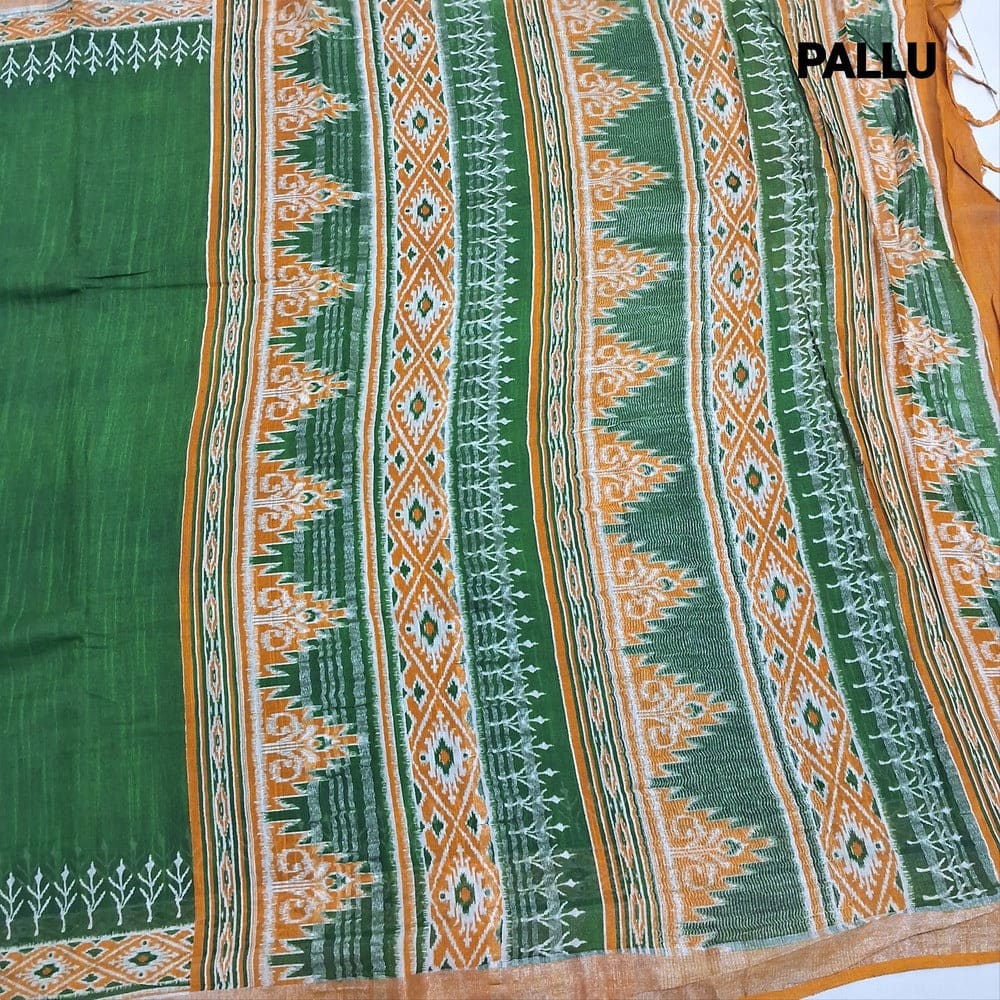 green semi linen saree ns203-Neidhal