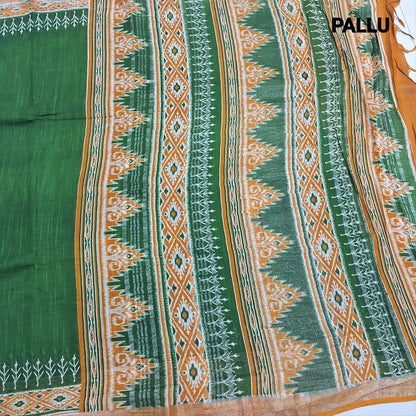 green semi linen saree ns203-Neidhal