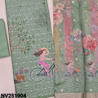 Green silk cotton unstitched salwar material nv251904-Neidhal