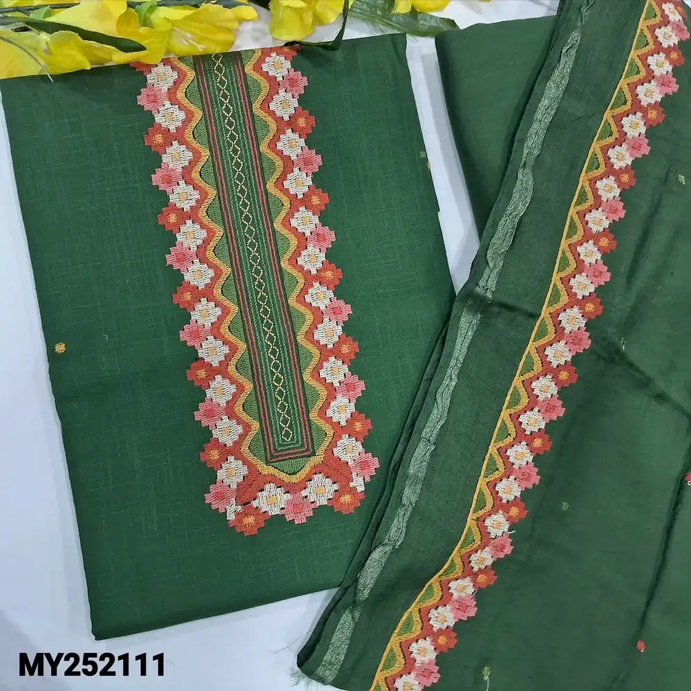 Green slub cotton salwar material my252111-Neidhal