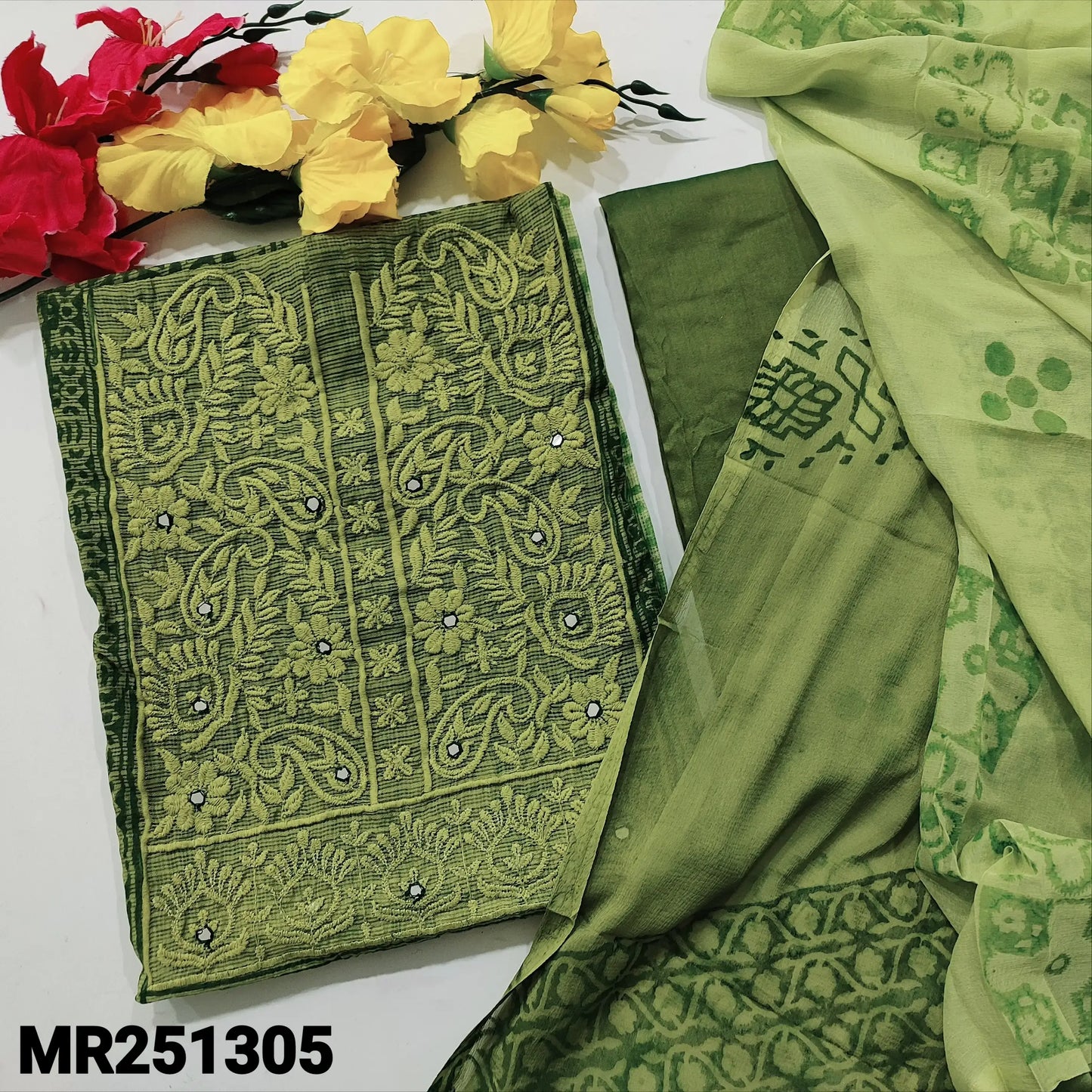 Green super net salwar material mr251305-Neidhal