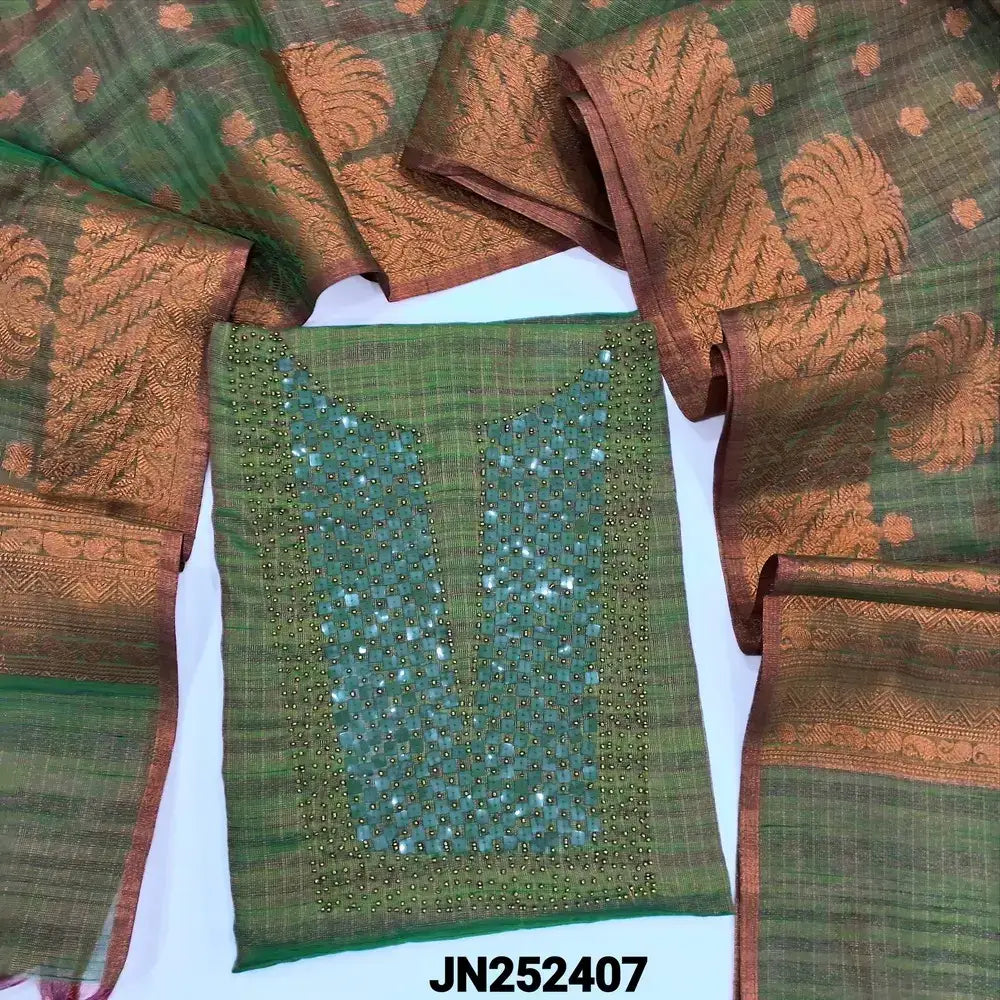 Green tissue silk cotton salwar material jn252407-Neidhal