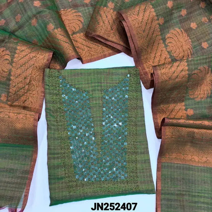 Green tissue silk cotton salwar material jn252407-Neidhal