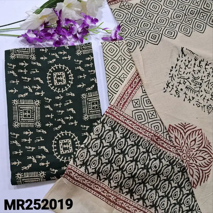 Green warli printed cotton salwar material mr252019-Neidhal