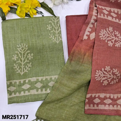 Green wax batik bagalpuri jute silk cotton salwar material mr251717-Neidhal