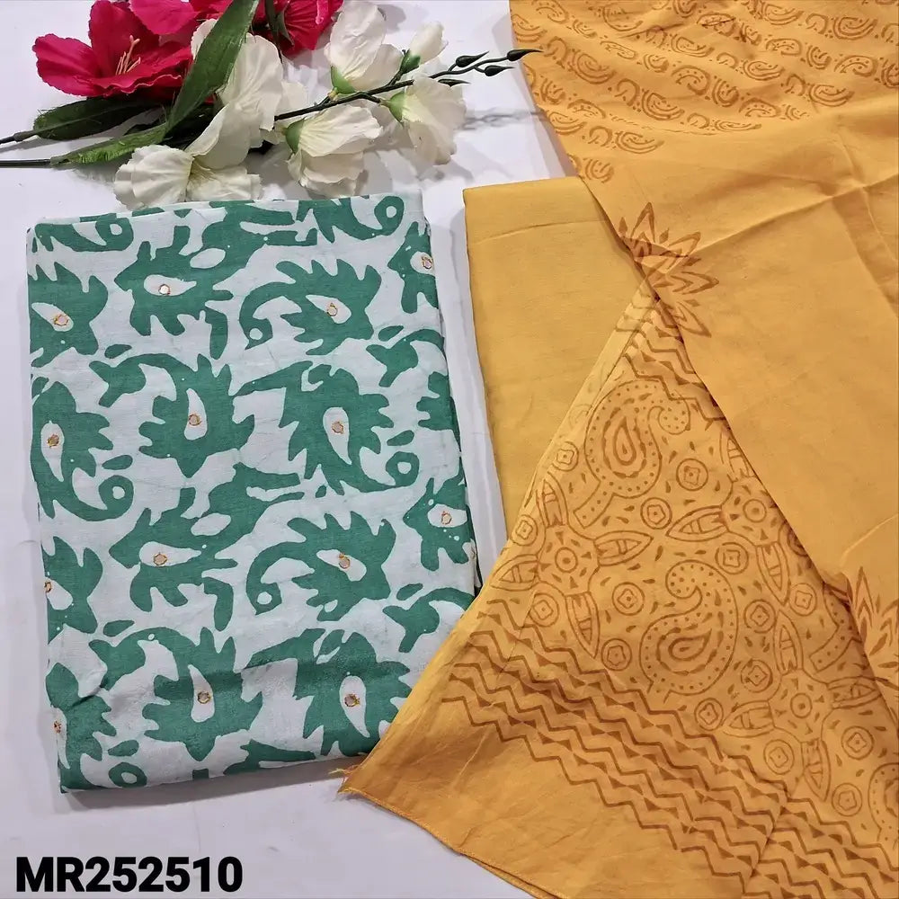 Green wax batik fancy silk cotton salwar material mr252410-Neidhal