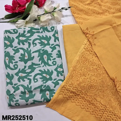 Green wax batik fancy silk cotton salwar material mr252410-Neidhal