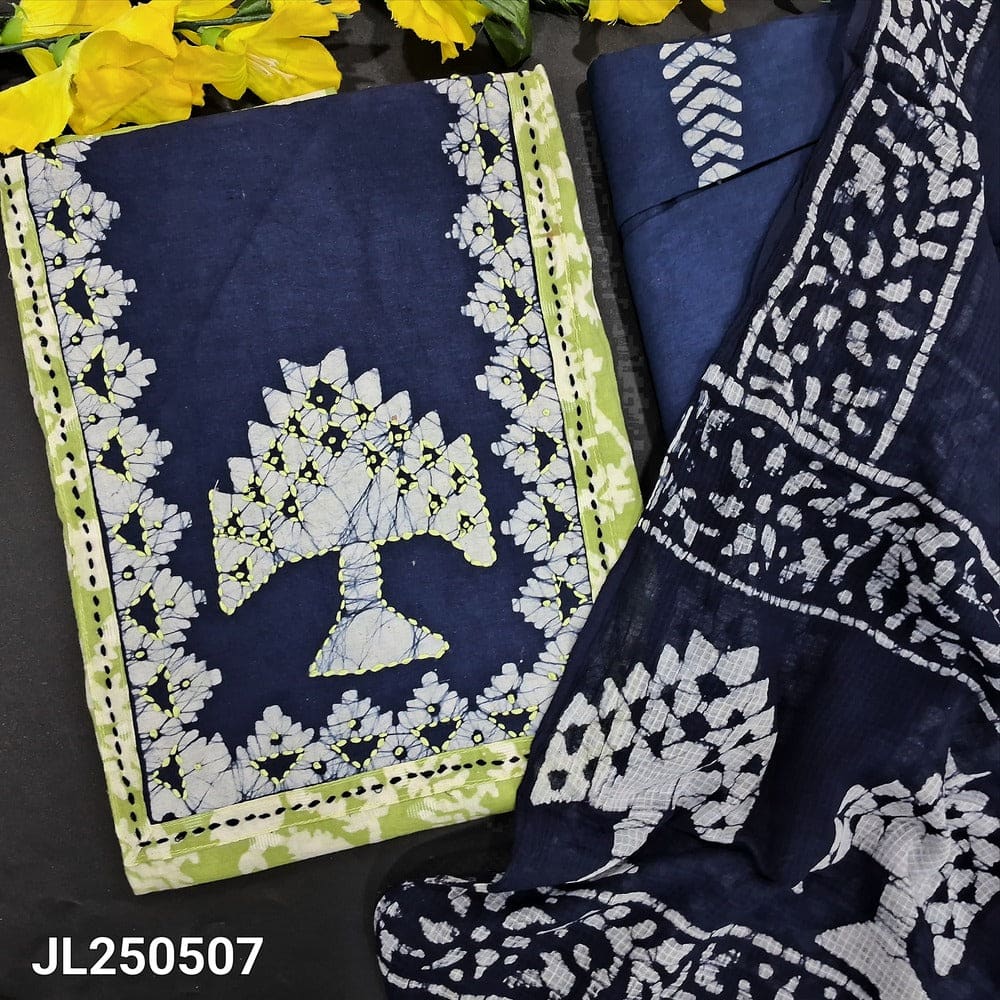 Green wax batik jakard cotton salwar material jl250507-Neidhal