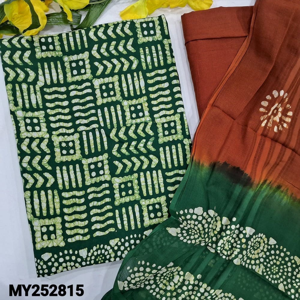 Green wax batik soft cotton salwar material my252815-Neidhal