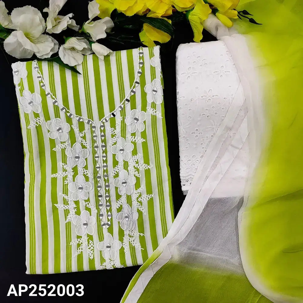 Green white striped cotton salwar material ap252003-Neidhal