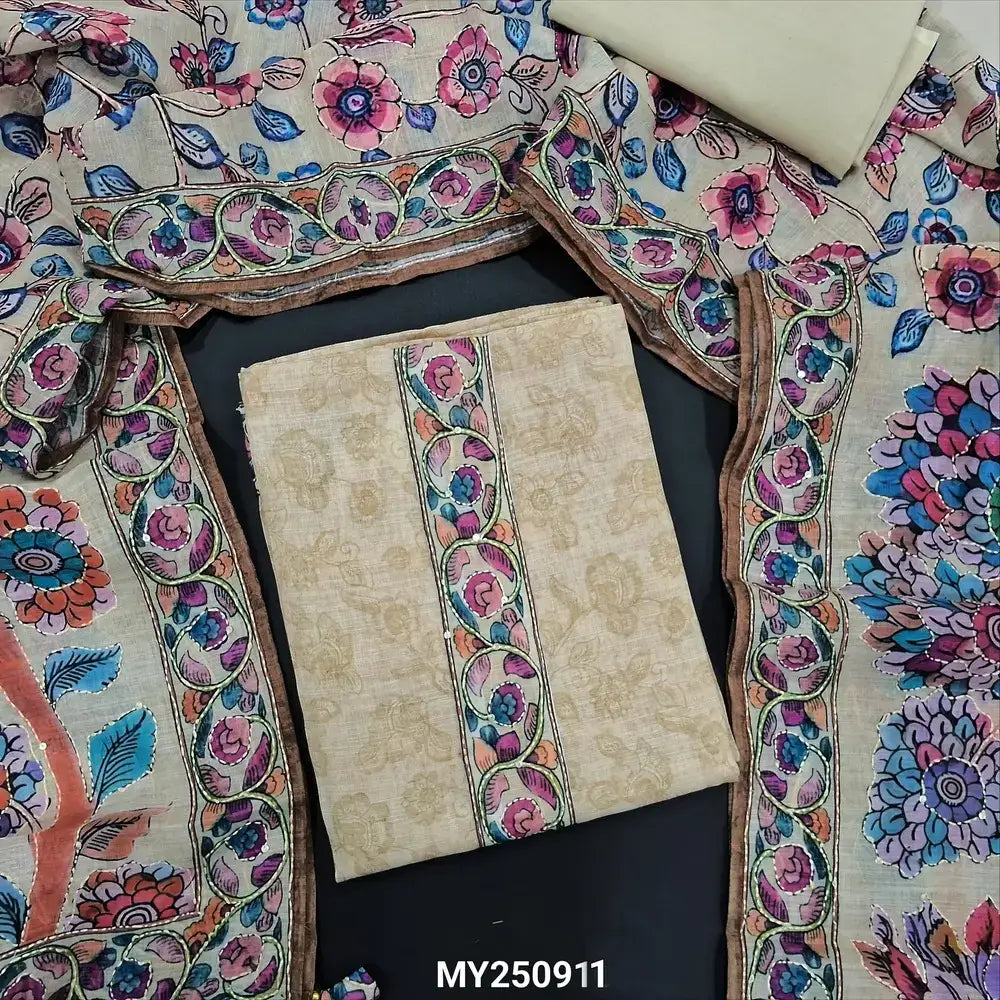 Greenish beige digital printed linen salwar material my250911-Neidhal