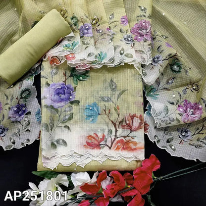 Greenish Beige Printed Kota Salwar Material Online AP251801 - Neidhal