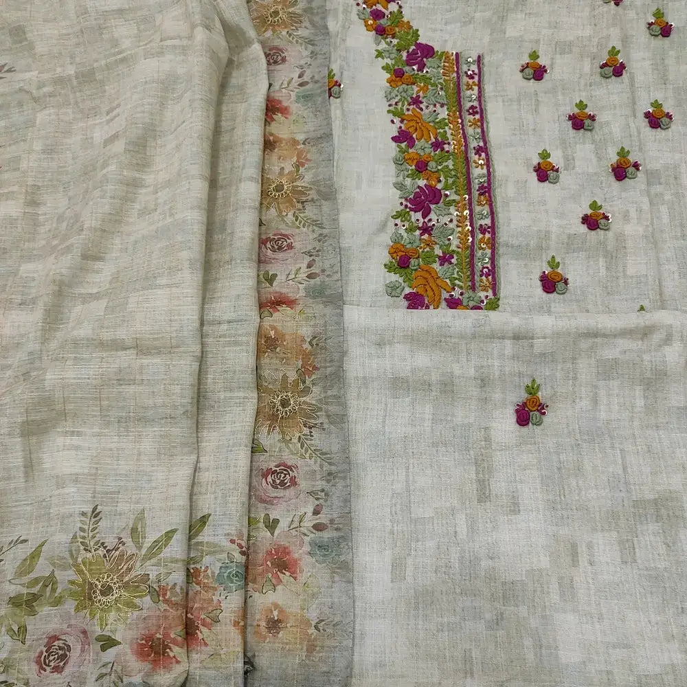 Grey abstract printed linen salwar material ap252921-Neidhal