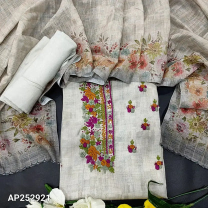 Grey abstract printed linen salwar material ap252921-Neidhal