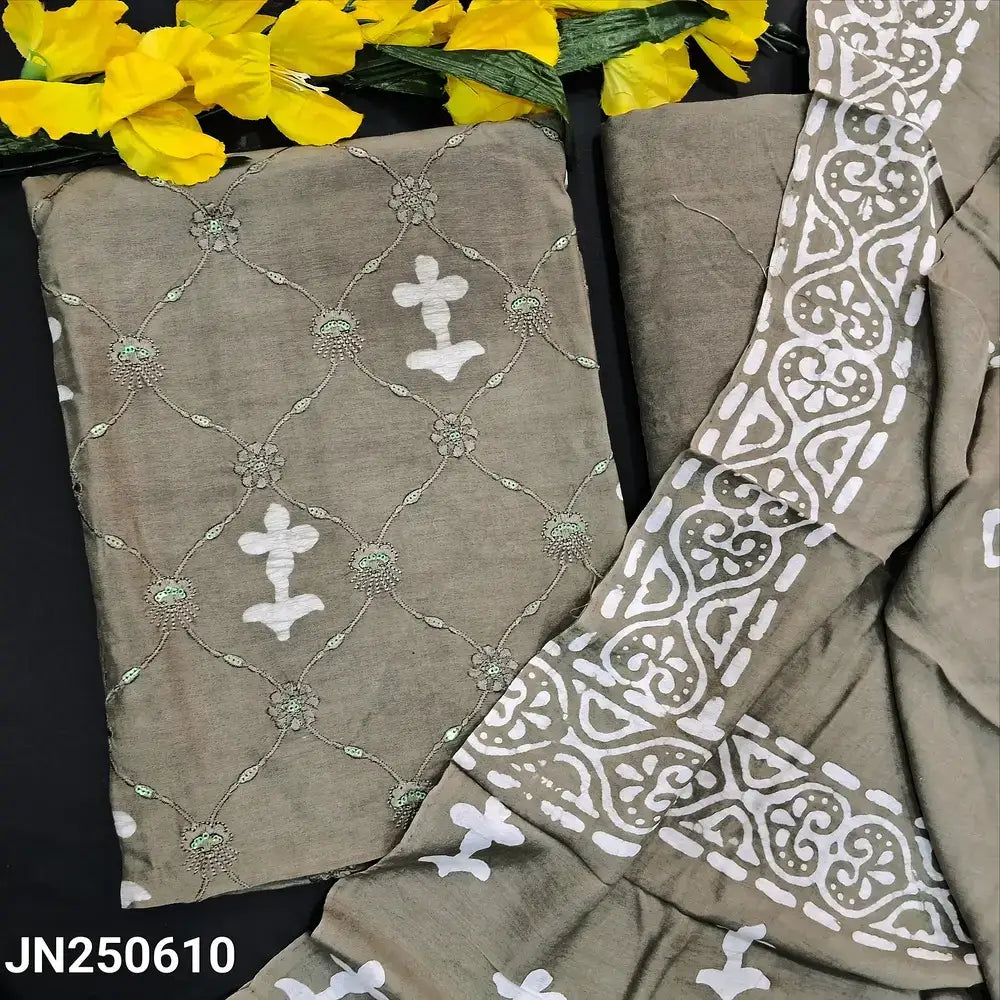 Grey batik premium soft silk cotton salwar material jn250610-Neidhal