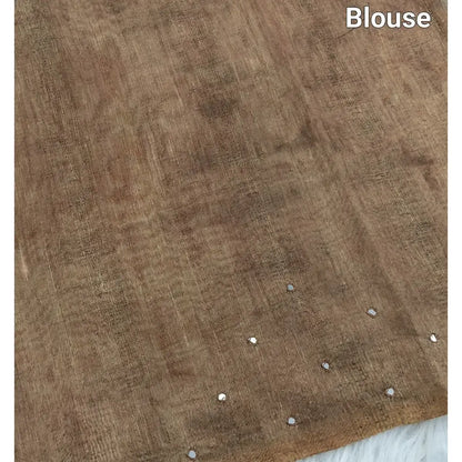 Grey beige slub silk cotton saree ns120-Neidhal