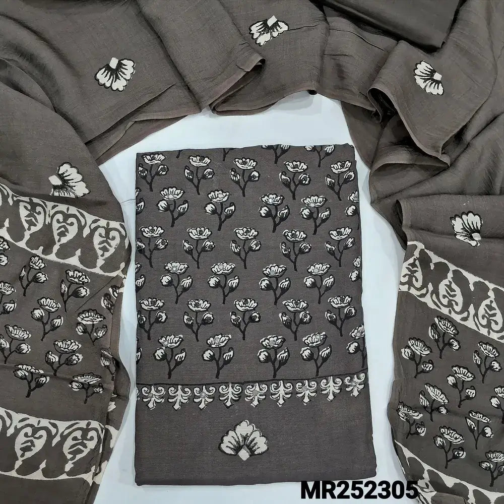 Grey block printed maslin salwar material my252305-Neidhal