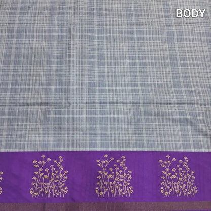 Grey checkered printed fancy chappa silk saree ns200-Neidhal