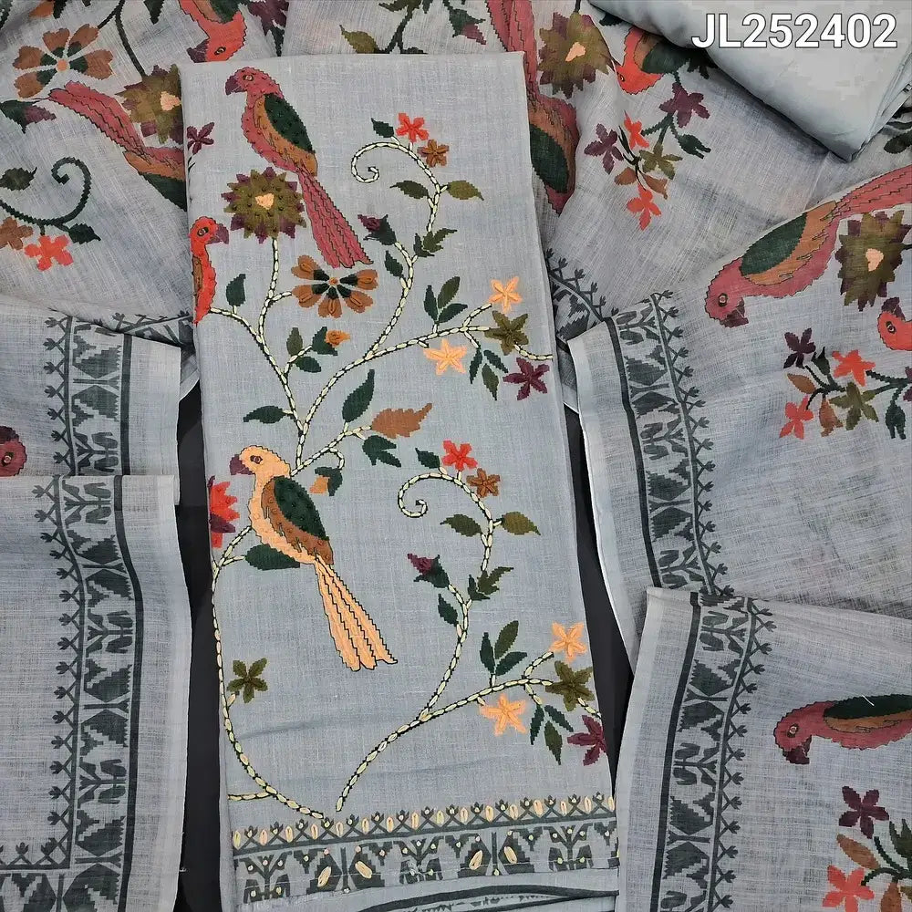 Grey designer digital printed linen salwar material jl252402-Neidhal