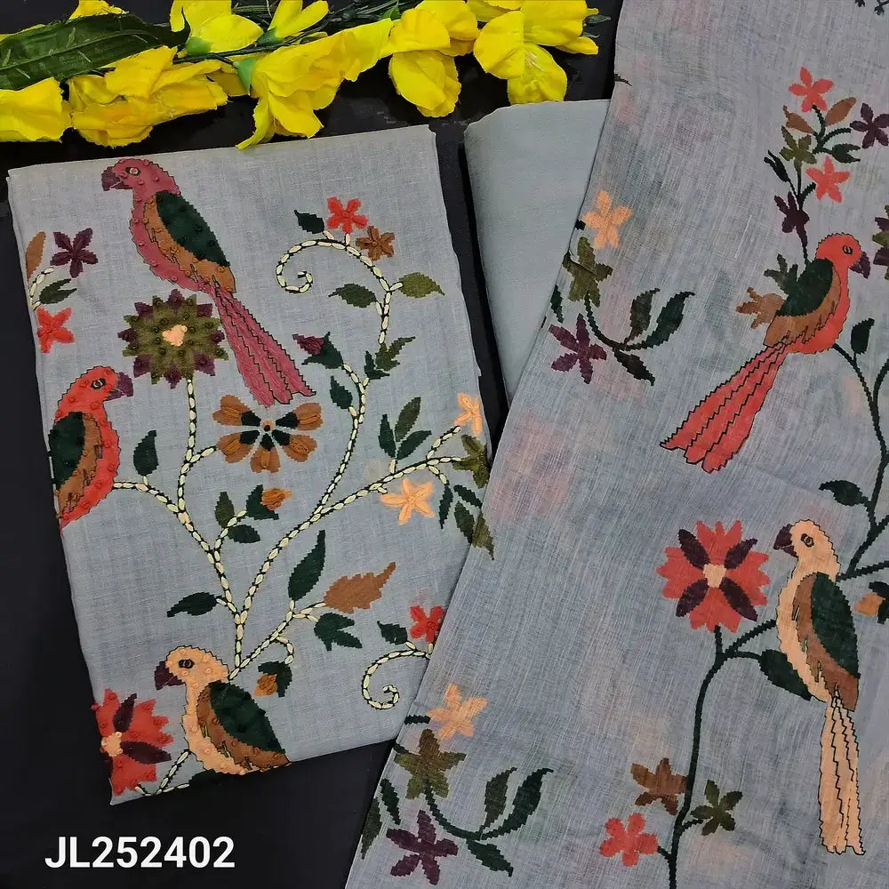 Grey designer digital printed linen salwar material jl252402-Neidhal