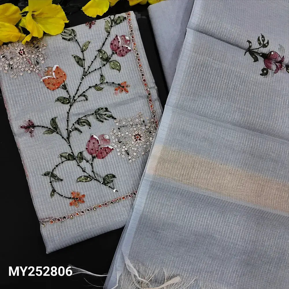 Grey designer kota silk cotton salwar material my252806-Neidhal