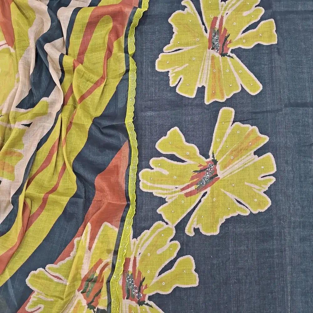 Grey designer tissue silk cotton salwar material ag252307 Neidhal