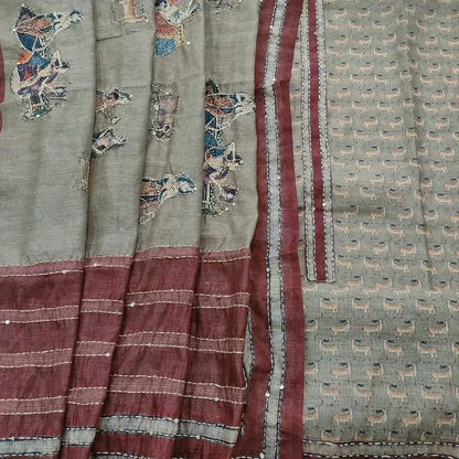 Grey digital deer printed silk cotton salwar material mr252513-Neidhal