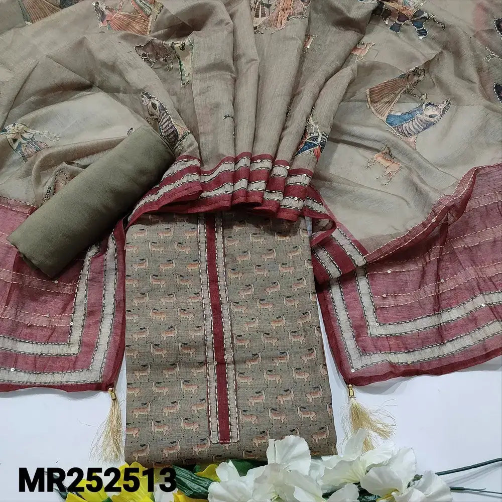 Grey digital deer printed silk cotton salwar material mr252513-Neidhal