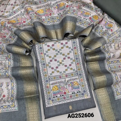 Grey digital printed fancy silk cotton salwar material ag252606 Neidhal