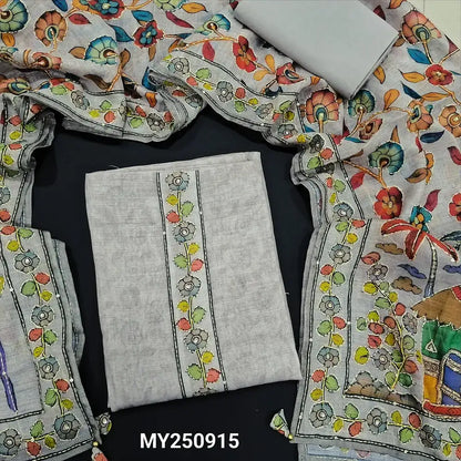 Grey digital printed linen salwar material my250915-Neidhal