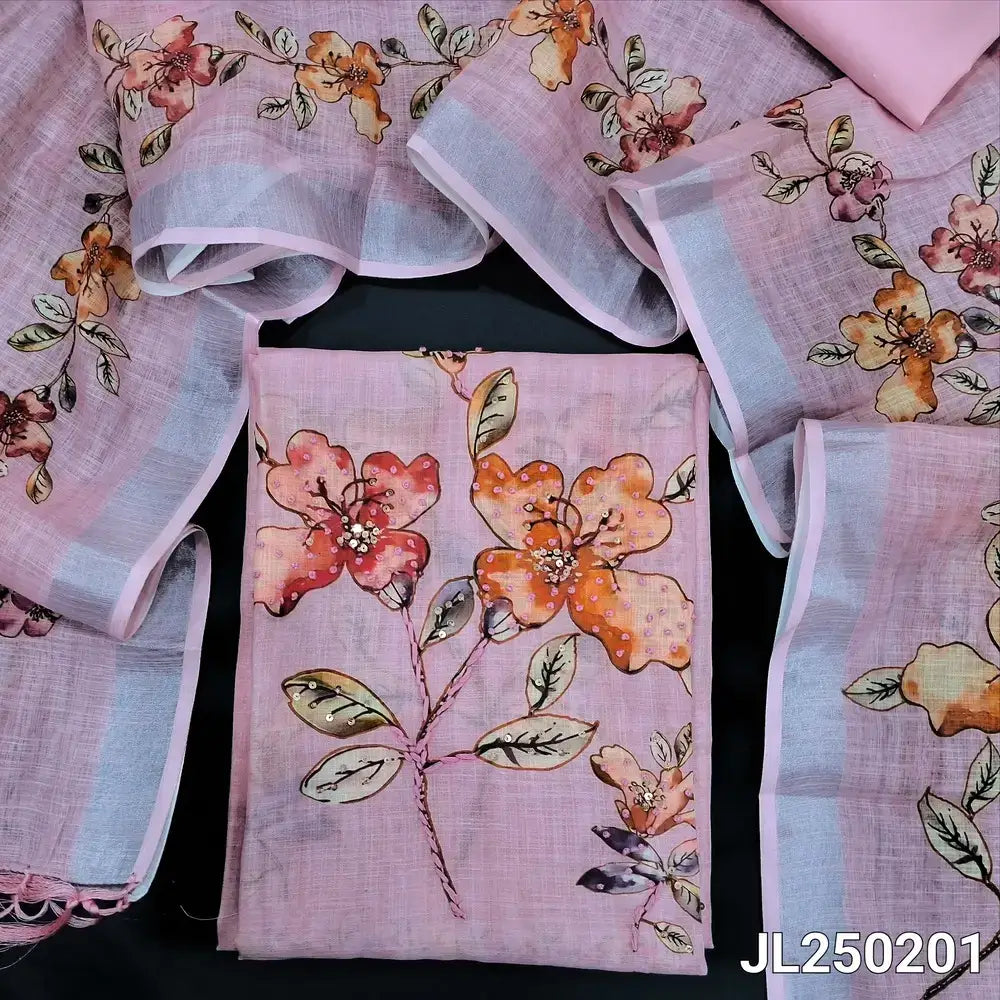 Grey digital printed semi linen salwar material jl250202-Neidhal