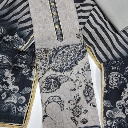 Grey digital printed semi linen salwar material jn252809-Neidhal