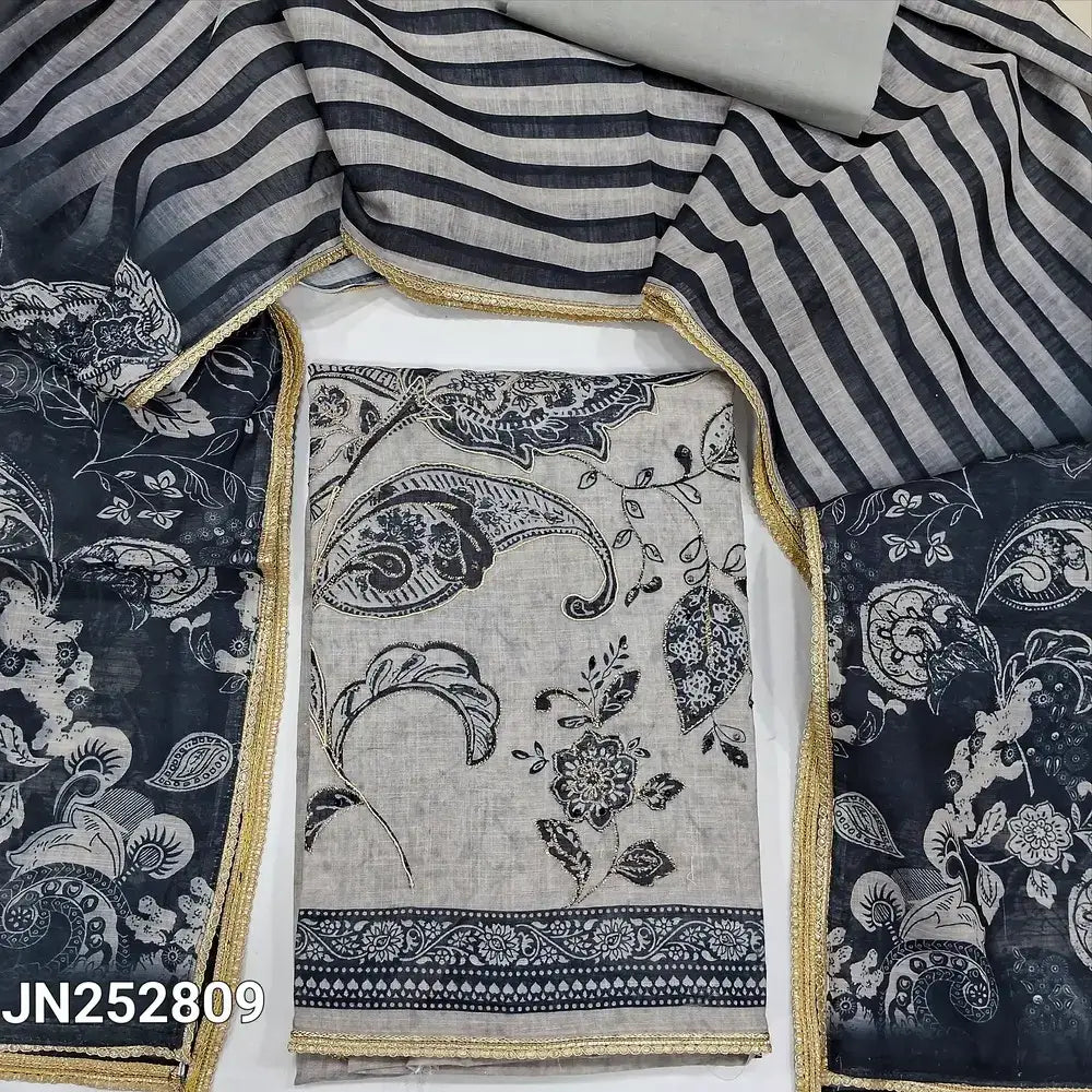 Grey digital printed semi linen salwar material jn252809-Neidhal