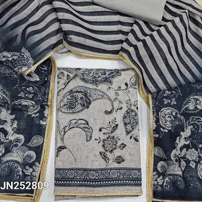 Grey digital printed semi linen salwar material jn252809-Neidhal