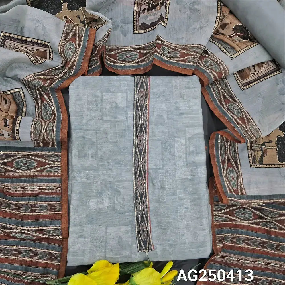 Grey digital printed silk cotton salwar material ag250413-Neidhal