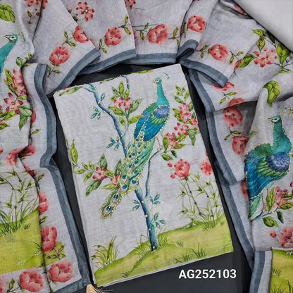 Grey digital printed silk cotton salwar material ag252103 Neidhal