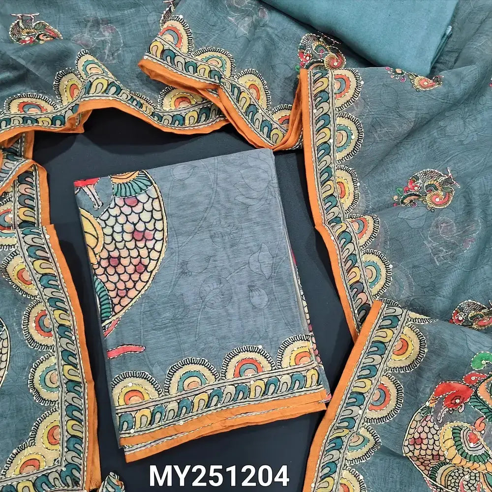 Grey digital printed silk cotton salwar material my251204-Neidhal