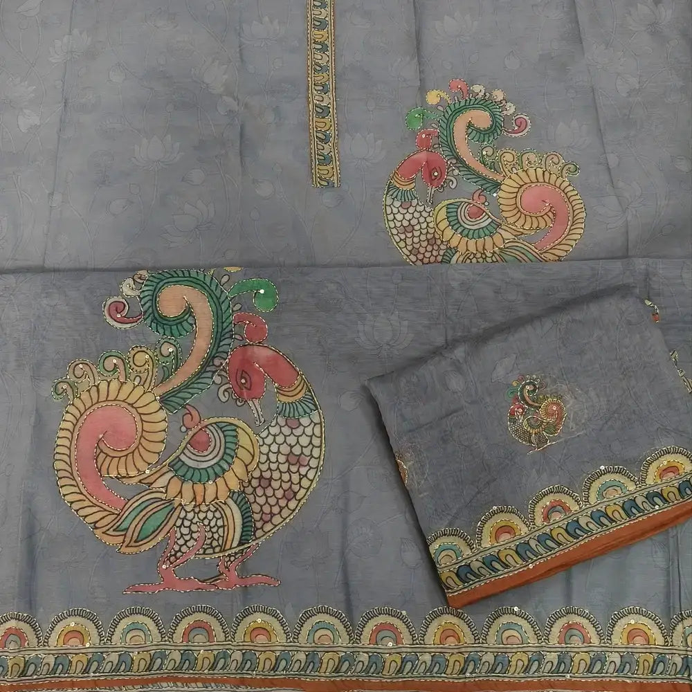 Grey digital printed silk cotton salwar material my251204-Neidhal