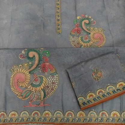 Grey digital printed silk cotton salwar material my251204-Neidhal