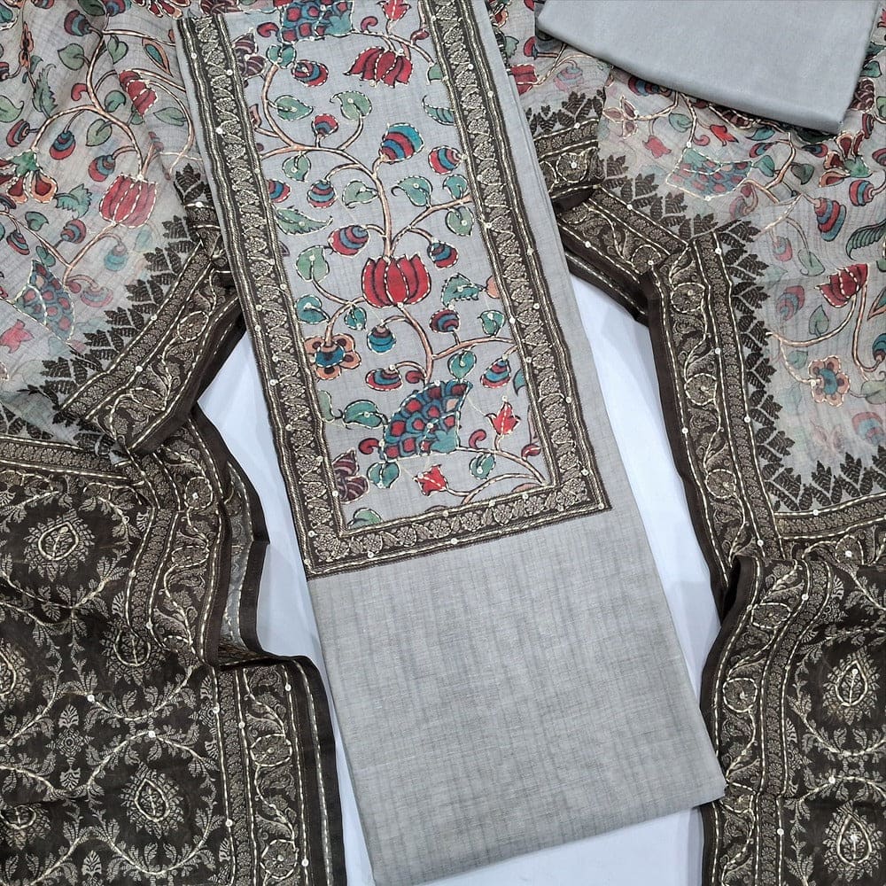 Grey digital printed silk cotton salwar material my252604-Neidhal