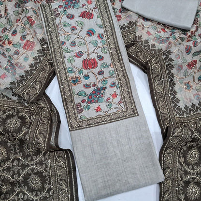 Grey digital printed silk cotton salwar material my252604-Neidhal