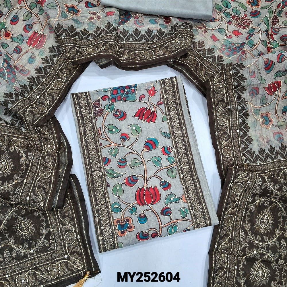 Grey digital printed silk cotton salwar material my252604-Neidhal