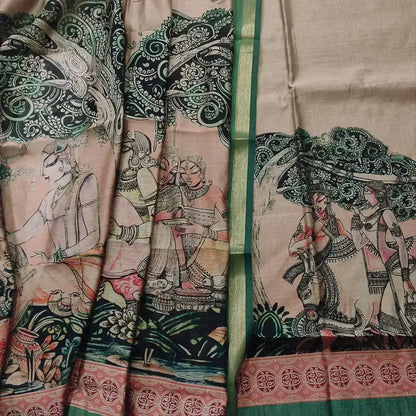 Grey digital printed soft silk cotton salwar material - Neidhal