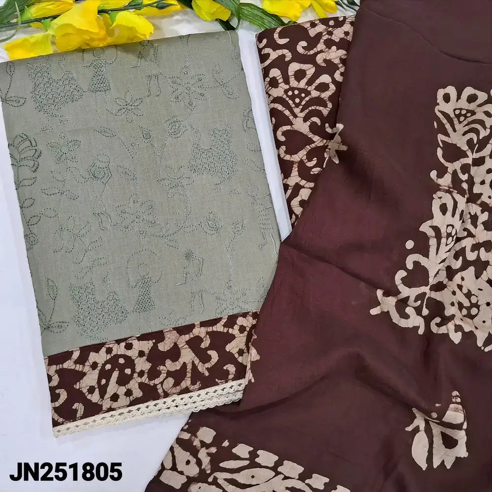 Grey embroidered cotton salwar material jn251805-Neidhal