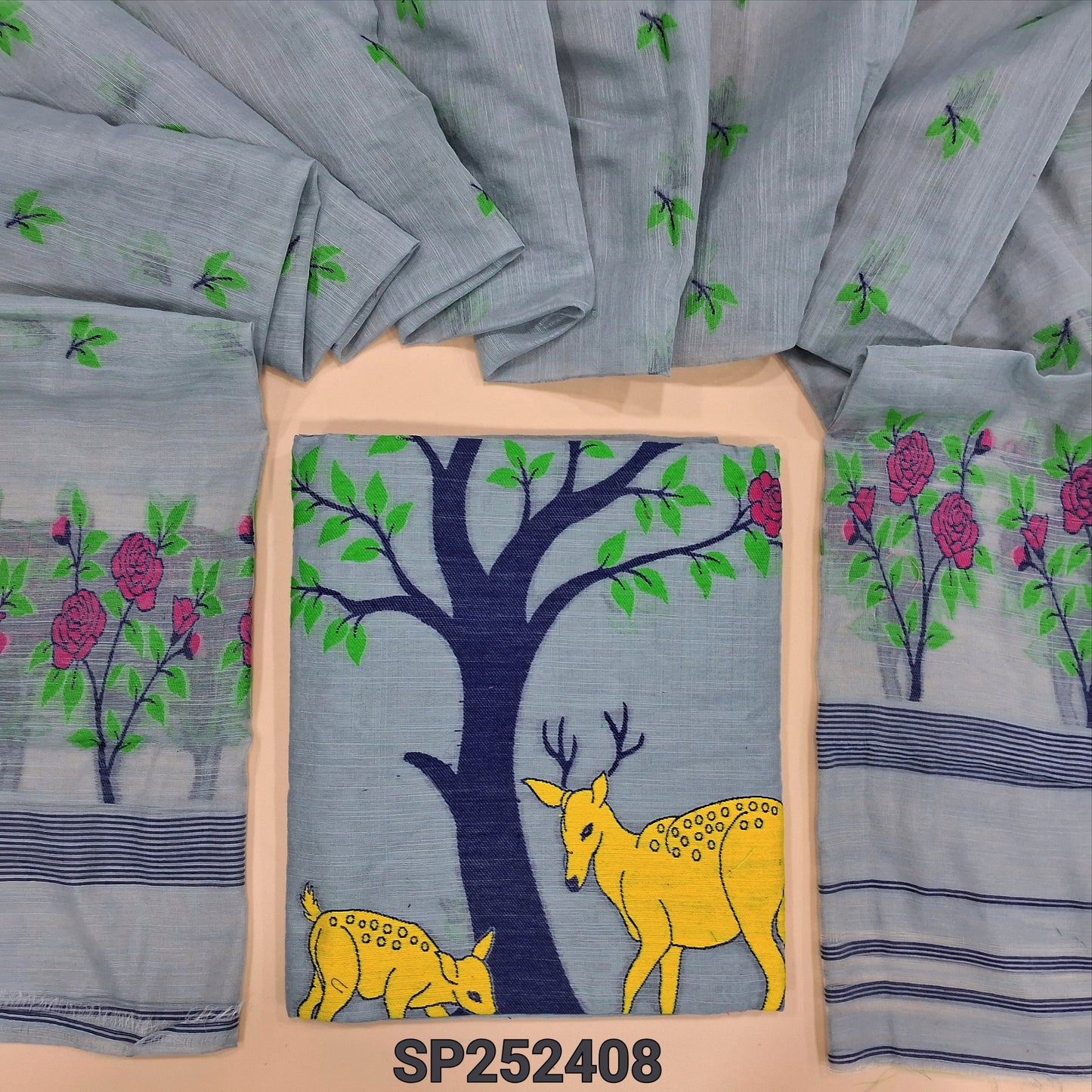 Grey fancy slub silk cotton salwar material SP252408-Neidhal