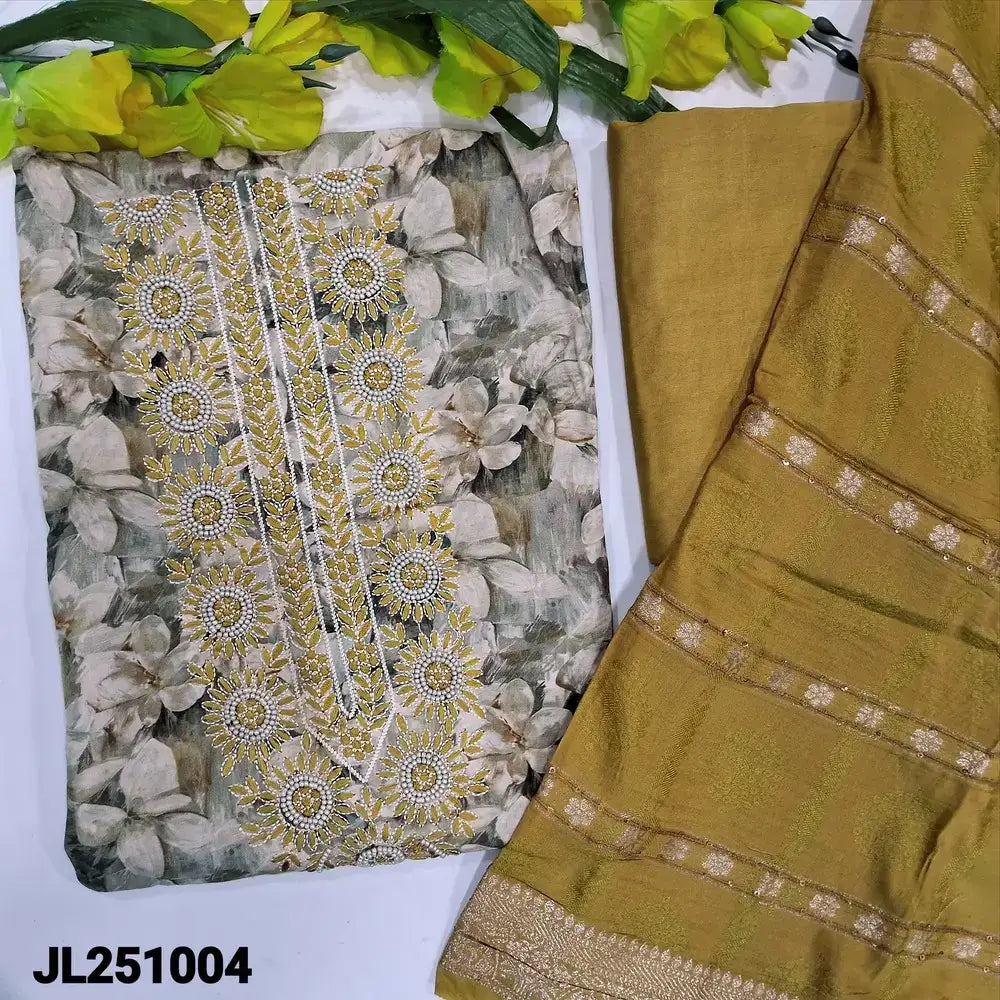 Grey floral printed premium butter silk salwar material jl251004-Neidhal