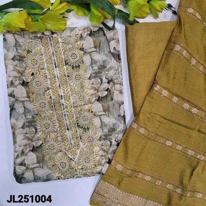 Grey floral printed premium butter silk salwar material jl251004-Neidhal